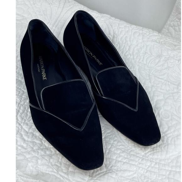 Marion Parke Women’s 37 US 7 Black Suede Slip On Loafer Dress Shoes - Picture 1 of 10